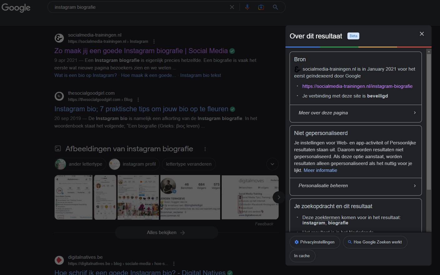 Google EEAT principe in SERP
