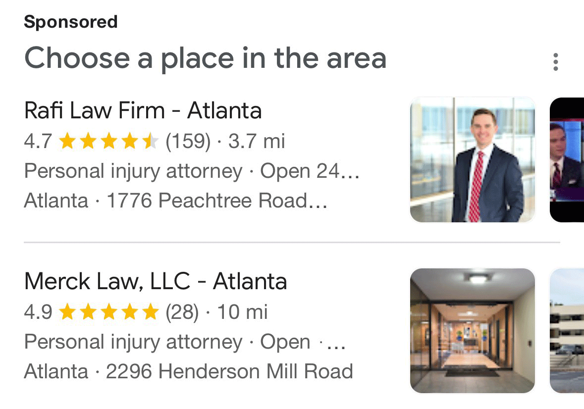 Google choose a place ads