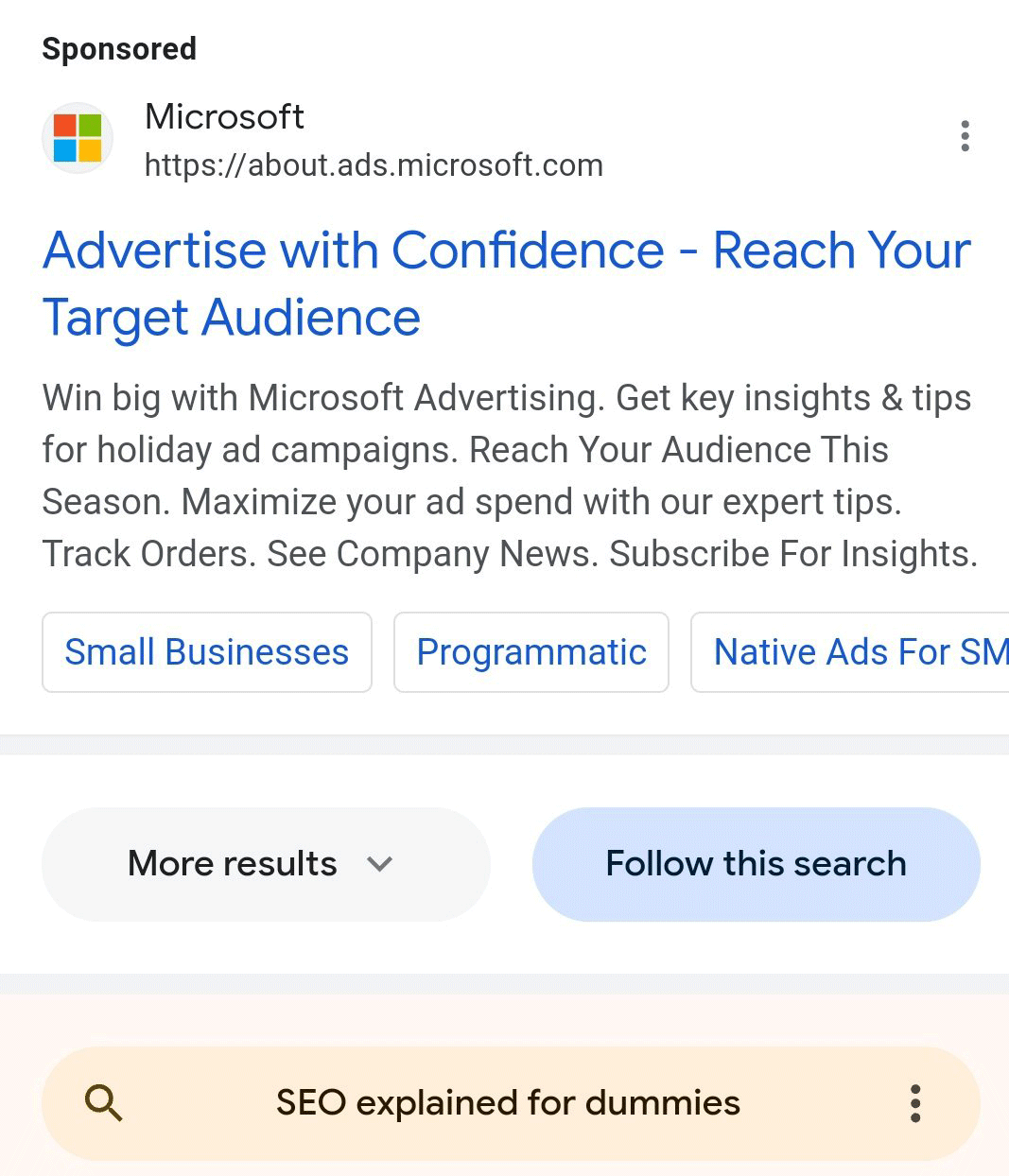 Google meer resultaten en follow this search
