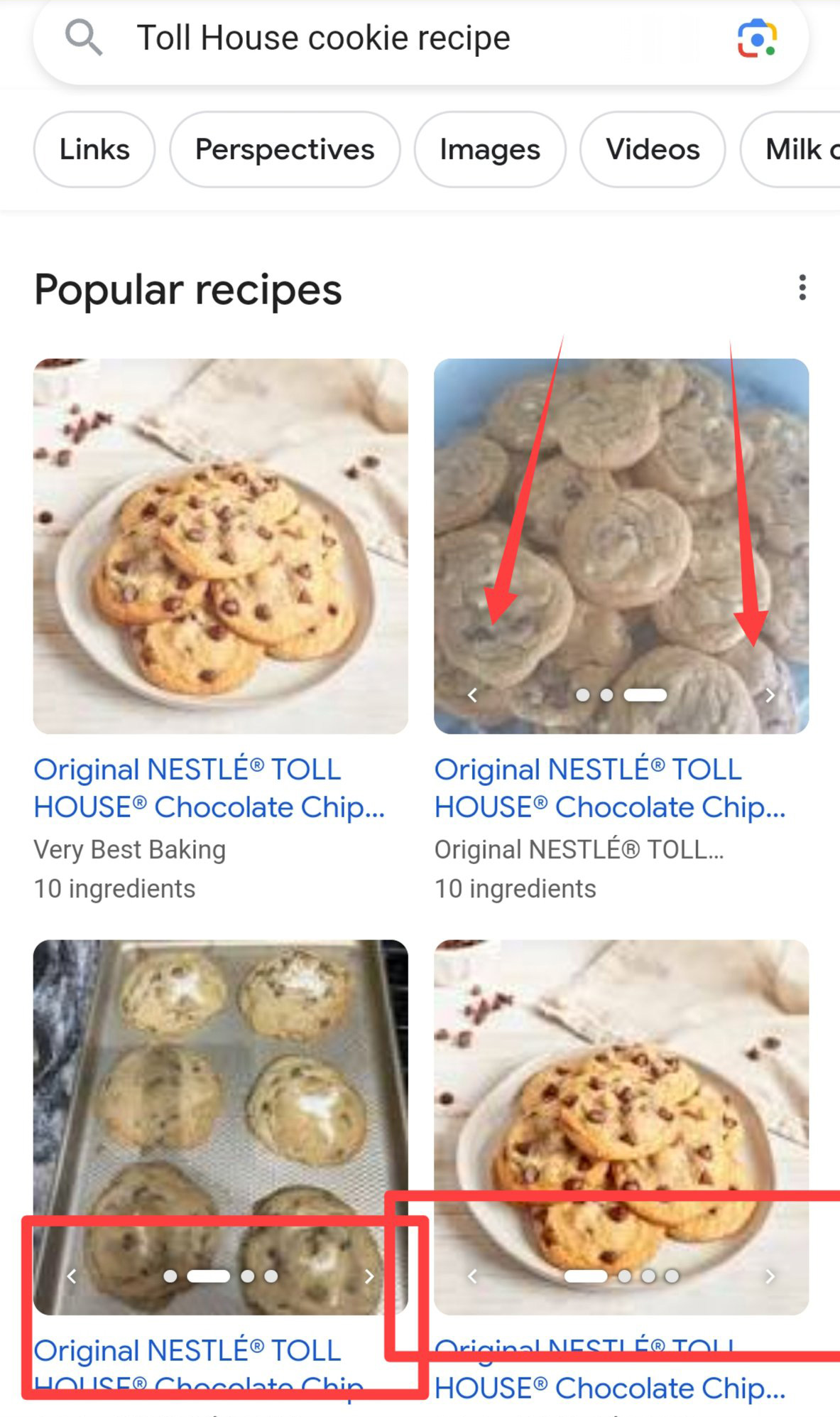 Google recepten carrousel