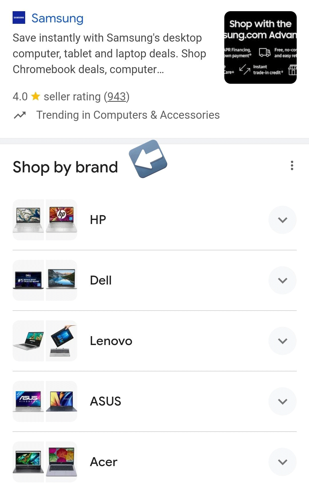 Google shop by brand