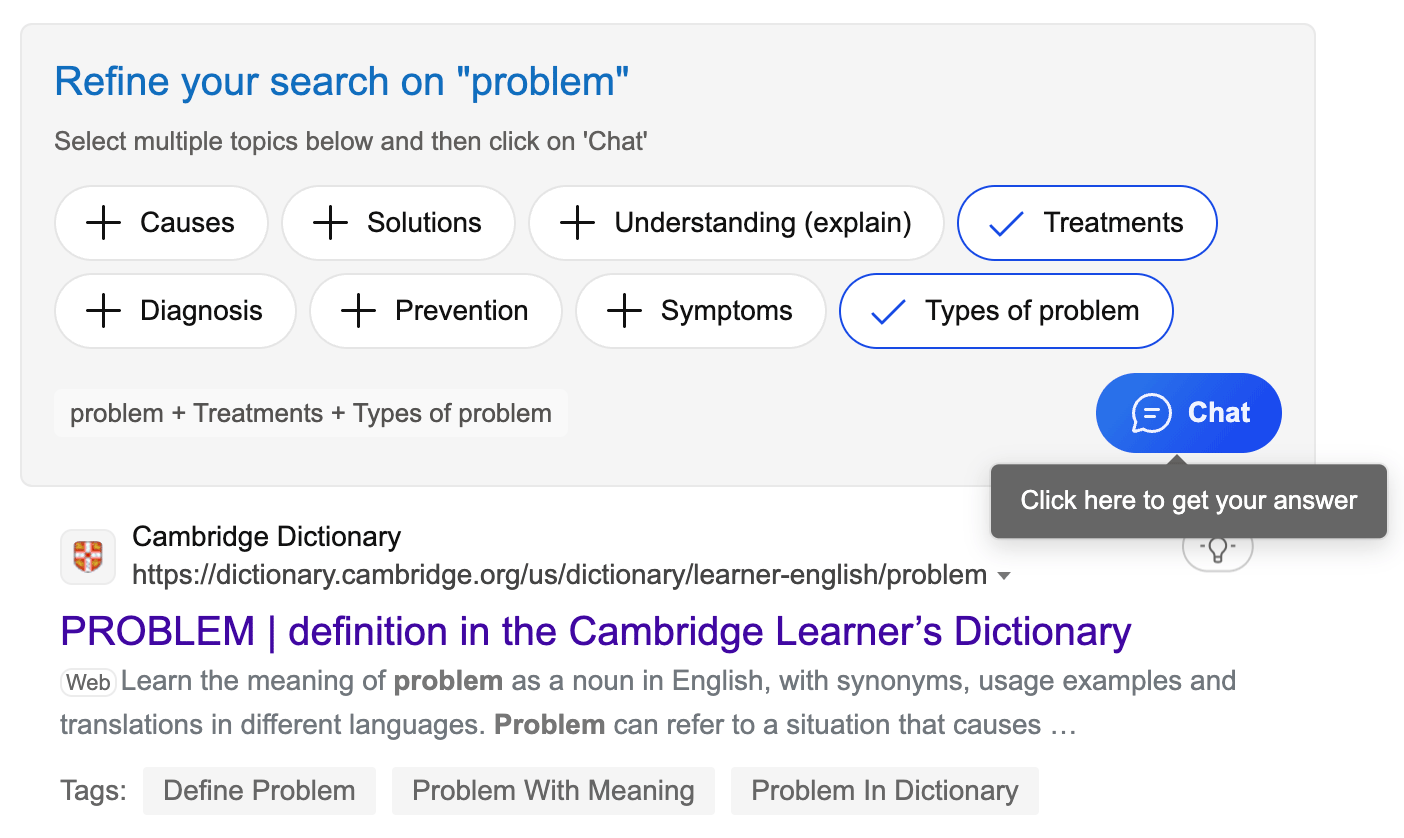 bing verfijn je zoekopdracht met AI