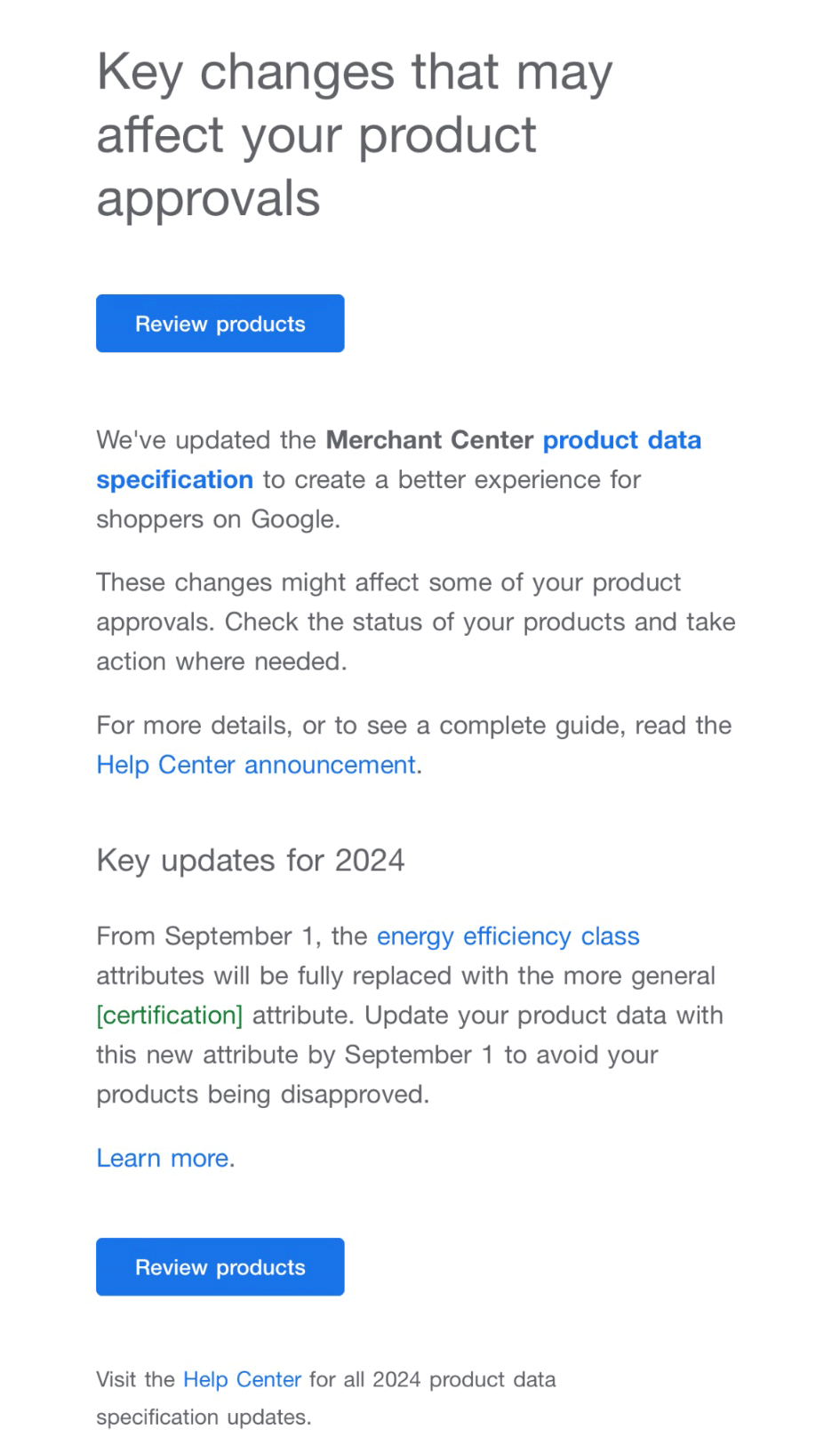 merchant center product update