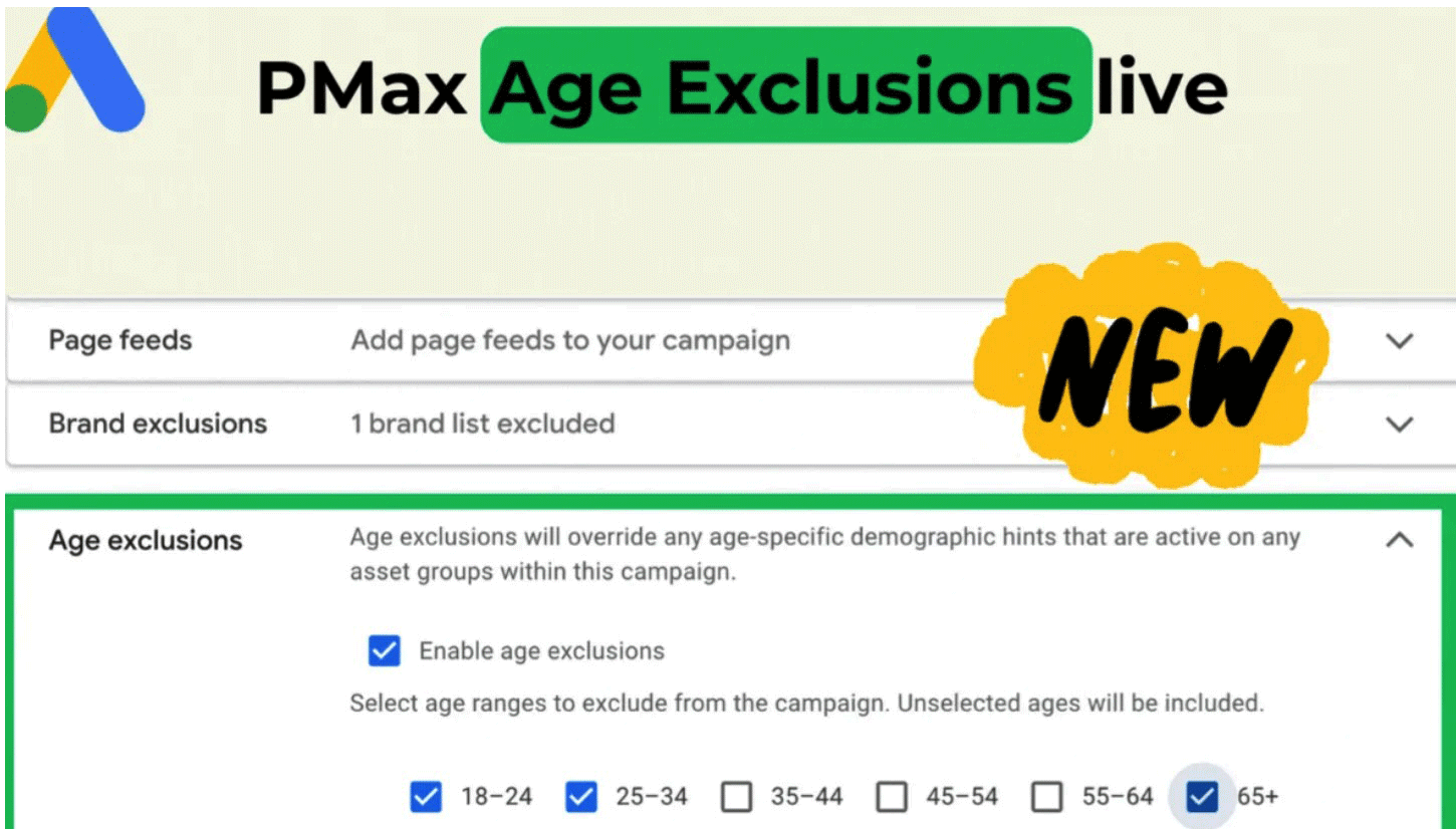 google ads pmax age exclusion