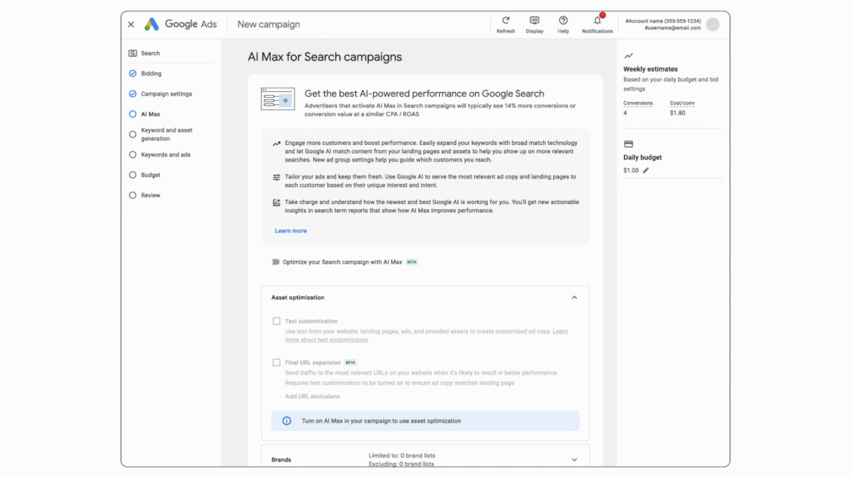 google ai max in search campaigns
