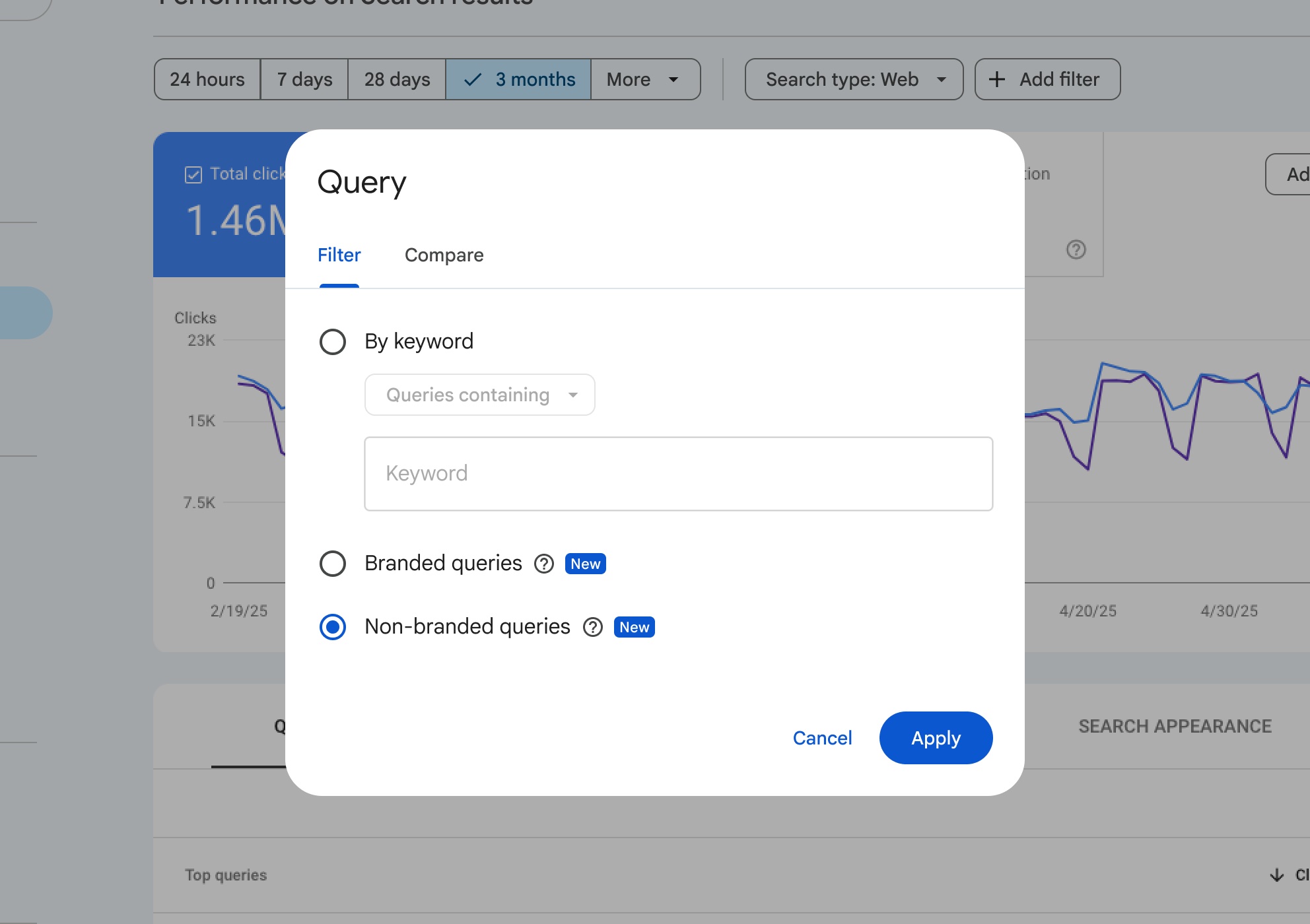 google search console filter